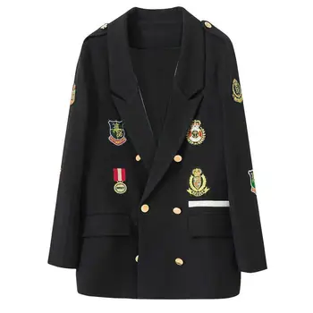 2019 trendy modni mala obleka jakna ženske svoboden priložnostne dolg odsek retro značko vezenje dolgo sleeved jopič feminino