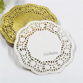 (100 kosov/paket) 4.5 cm visoko thermostability zlati okroglo obliko papirja, čipke doilies placemat za kuhinjsko mizo, dodatki