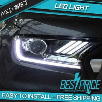 AKD Avtomobilov Styling Smerniki Za Ford Ranger Everest-2018 Mustang Žarometi LED Teče luči Bi-Xenon Žarek meglenki