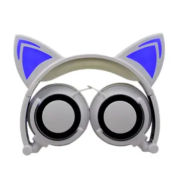 Zložljivo Prenosno Varno Žično Otroci Gaming Slušalke Žareče Mačka Ušesa Slušalke R91A