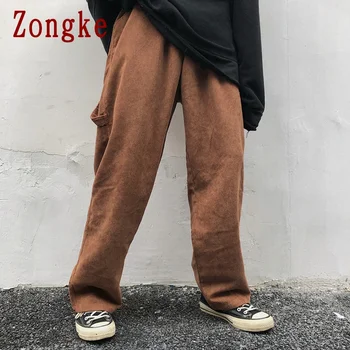 Zongke 2021 Velvet Priložnostne Vrečasta Hlače Moški Oblačila Joggers korejski Ulične Delo Hlače Hip Hop Trenirko M-2XL