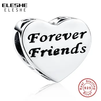 ELESHE 925 Sterling Silver za Vedno Prijatelji Čare Jasno CZ Srce Kroglice Fit Čar Zapestnice Verodostojno Nakit, Izdelava