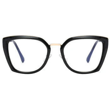 Peekaboo mačka oči velike okvir očal je modra svetloba ženska pol kovinsko črna pregleden računalnik očala na recept jasno objektiv