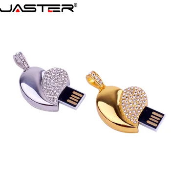 JASTER kristalno diamond srce ljubezni z verigo usb flash drive pendrive 4GB 8GB 16GB 32GB ogrlica srce (shape memory stick darilo