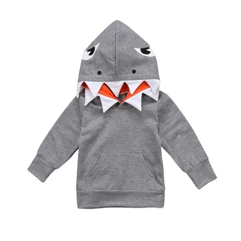 Risanka Moda Malčka Otroci Fantje Oblačila Long Sleeve Hooded Shark Vrhovi Jakno Plašč Vrhnjih oblačil 1-6T