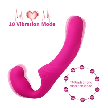 Brez naramnic Strap-on Dildo, Vibrator za Pare, Strapon Dvojno Glavo Vibratorji Brezžični Daljinski G-spot Vibrator Sex Igrače za Ženske