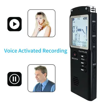 Digitalni Diktafon Aktivira Zvočni Snemalnik Zvoka za Predvajanje Z 3,5 mm USB Priključite Slušalke 12 Ur Snemanja 16GB Pomnilnika
