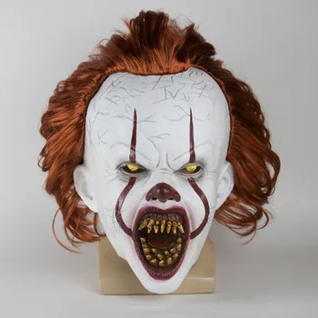 Lateks 3D Joker Masko Film Cosplay Groza Strašne Klovn Masko z Rjavimi Lasmi Lasuljo Halloween Latex Masko, Kostum Stranka Prop