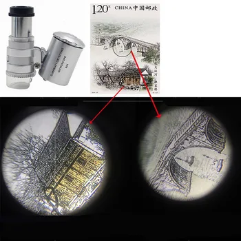 Mini 60/45x Mikroskopom Povečevalno z LED UV Svetlobo Žep Nakit Lupo Zlatar Loupe Zoom Tool