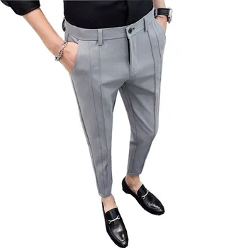 2019 moda poslovni odsek, ki bo ustrezala hlače blagovne znamke moške črno siva priložnostne hlače za moške naravnost slim obleko hlače, moške hlače