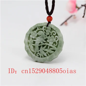 Naravni Kitajski Jade Cvet Ptica, Ogrlico, Obesek, Čar Nakit Vklesan Amulet Modni Dodatki Darila za Ženske, Moške