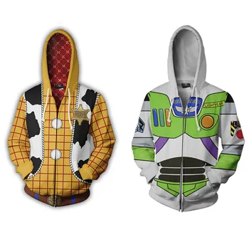 Woody Buzz Lightyear 3D Print Majica s Kapuco Film, Risanka, Cosplay Kostum Ženske Moški Oblačila Hooded Zadrgo Navzgor Jopiči Plašč