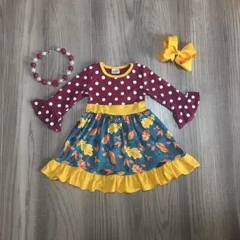 Baby dekle obleko dekleta, dolg rokav obleka otrok cvetlični obleko dekleta klasično obleko z dodatki