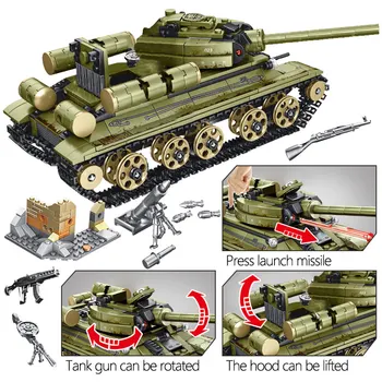 Novo 683pcs WW2 Tank Serije Sovjetski Tank T-34 Gradnike Modela WW2 Vojaški Številke Opeke Igrače Za Otroke