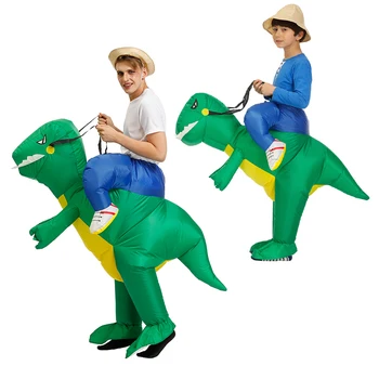 Odraslih Napihljivi Dinozaver kostum zelen dinozaver T-REX oblačila Halloween Kostumi Za Ženske, moške, otroke Stranka Jumpsuit obleko