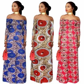 2019 NewL-5XL Afriki Ženske ' s plus velikost tiskanja Afriške obleke vetsidos Africaine off ramen dolge obleke maxi poletje dre