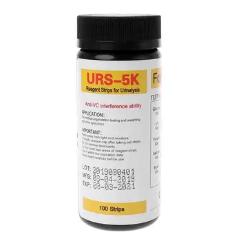 100 kozarcev URS-5K Glukoze pH Beljakovin Ketona Krvi, Urina Testni Trak Reagenta Trakovi Za Urina Z Anti-VC
