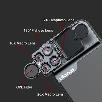 Ulanzi Telefon Primeru 3 v 1 Telefon Leča za iPhone 11 Filter CPL/10X/20X Makro/Oko/2X Telefoto Objektiv za iPhone 11