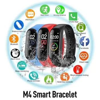 Za M4 Smart Band Manšeta Krvnega Tlaka, Srčnega Utripa, Števec Korakov Športna Zapestnica V Celoti Združljiv Telefon Opomnik Watch