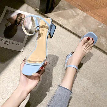 2020 Elegantne Ženske Sandale Svetlo Modra Pregleden Poletni čevlji Udobno Črpalke Uradu Dnevno Rabo