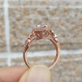 Newshe Rose Gold Barvi 925 Sterling Silver Ring Set Za Ženske Srce Oblika AAA Cirkon Romantičen Nakit, Poročne Nastavite BR0976