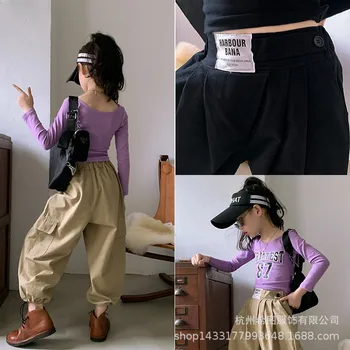 2020 jeseni nova dekleta hlače korejski fantje visoko pasu priložnostne harem hlače korenček hlače