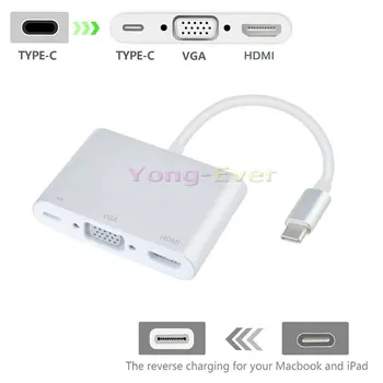 Tip-C USB 3.1 Do 4Kx2K HDMI/VGA USB-C W/ Tip C Ženski Polnilnik PD Pretvornik Napajalnik za Macbook 12 Palčni Prenosnik Moči Dostava
