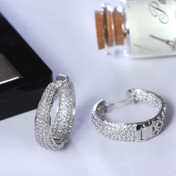 24 MM modni Obroč Uhan Luksuzni Cirkon uhani za ženske nastavitev bele CZ uhan poročni modni nakit Brezplačna dostava
