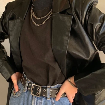 PU ženske usnjeno jakno jesenski plašč 2020 ulične črna Jakna ženske y2k estetski gothic letnik 90. letih obleke