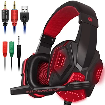 Profesionalni Led Luči Igralec Slušalke Za Računalnik PS4 Gaming Slušalke Nastavljiv Bass PC Stereo Slušalke Z Mikrofonom Darila