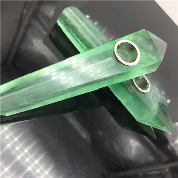 Vroče Prodajo 1PC Redkih Naravnih Zelena Fluorite Quartz Crystal Palico Cev Z Luknjo Zdravljenje Palico Kristalno Cevi Gemstone Obrti Darilo