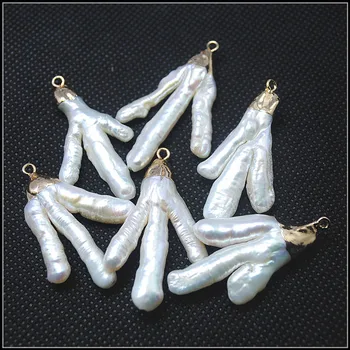1PC narave sladkovodnih pearl obesek baročne oblike, bele barve, velikost 30-40 mm za ogrlico, obesek, zaradi česar dodatki