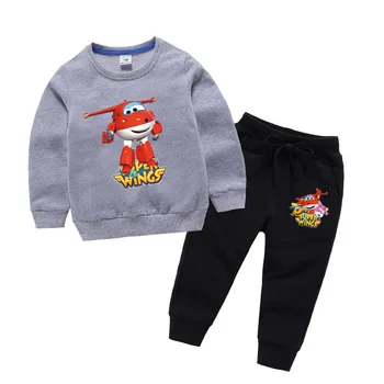 Fantje nastavite 2019 nove bombaž spomladi in jeseni Super Krila, oblačila pulover + hlače šport dve-kos otroške risanke obleko