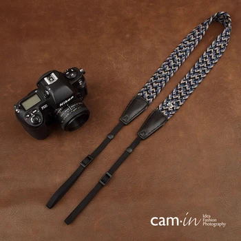 Cam 8780 Ročno pletene fotoaparat pašček z mehko bombažno digitalni SLR ramenski pas za Nikon Canon