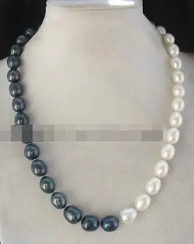 Debelo sladkovodnih pearl bela črna jajce 9-10 mm ogrlica 19