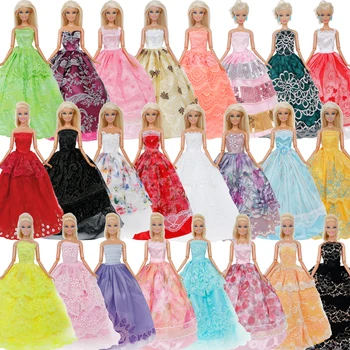 Naključno 5x Ročno Obleko Poročno zabavo, Obleke, Mešani Slog Čipke Krilo Princesa Kostum Obleko Za Barbie Lutka Dodatki, Igrača