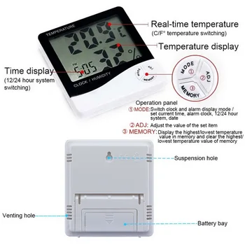 Digitalni LCD Temperatura Vlažnost Meter HTC-1 HTC-2 Doma Notranjo Zunanji Termometer, Higrometer Vremenska Postaja z Uro