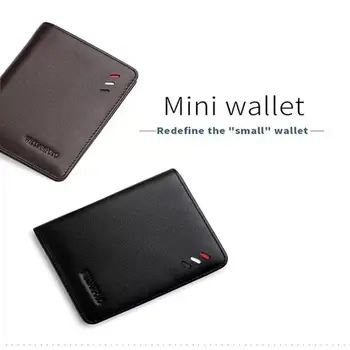 Pravega Usnja denarnice moških Mala Mini Ultra-Kompaktne tanke denarnice Ročno denarnice Cowhide Kartico sim Kratek Načrt torbici Nova