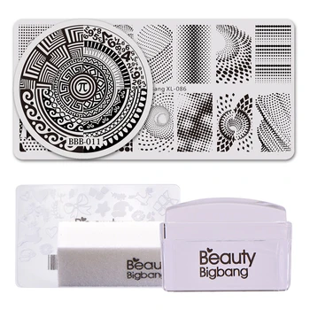 Beautybigbang Tiskarske Plošče, Set Za Nohte Cvet Pika Točke Geometrijo Slike Stamper Rezerve Iz Nerjavečega Jekla Predloge Nail Art Komplet