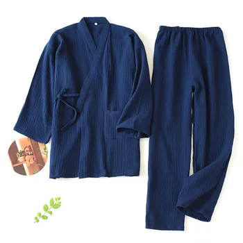 Moški in Ženske, Bombaž Pižamo Plus Velikost Svoboden kopalni Plašči V-izrez Kimono Pijama Mujer Tri Četrtine Sleepwear Nekaj Sleepwear