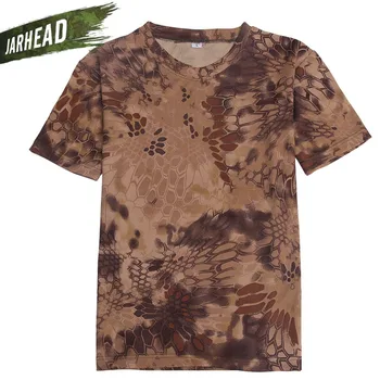 Taktične Vojaške T-Shirt Moški Usposabljanje Obleke Poletje Džungle Prikrivanje T Shirt Dihanje Očesa Usposabljanje Obleko O-Vratu Tees
