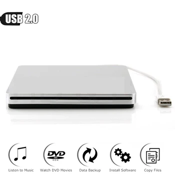 Super Slim Zunanji USB SuperDrive 8X DVD-RW RAM DL Gorilnika 24X CD Pisatelj Pogon Za Dell Lenovo HP Prenosnik za Mac OS/WinXP/7/8/10