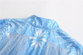 Novi Sneg Kraljica Anna Elsa 2 Božič Obleko Otroci Halloween Carnival Elza Kostum Za Dekleta Crystal Light Blue Dolg Rokav Elsa Obleko