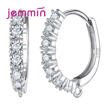 Novi Beli Kristalni 925 Sterling Silver Uhani Za Ženske Modni Trendy Geometrične Krog Hoop Uhan 10Pcs