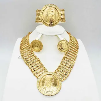 Vroče slog Afriške kroglice poročni nakit set dubaj zlato barvo Nigerija klasičnih cirkon Ogrlica za ženske Bangle Uhan Obroč