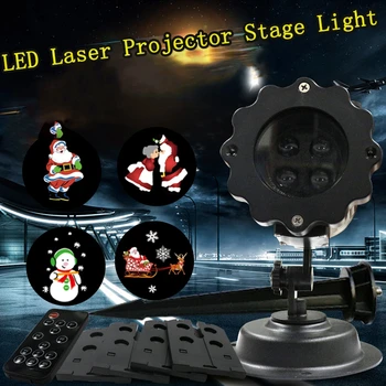 Jiguoor LED Projektor Lučka Fazi Luči Božič Laserski Projektor Pozornosti Svetlobe Počitnice Dekoracijo Svetilke S 4 Vzorec Kartice