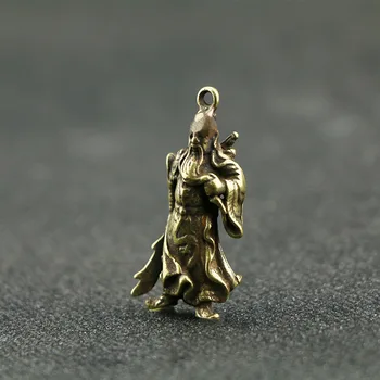 Retro Medenina Kitajski Bog Bogastva, Keychain Ročno izdelani Obeski Čistega Bakra Guan Gong Kip obeskov Srečen Avto Vrečko obeski za ključe