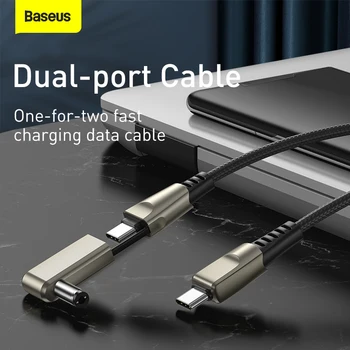 Baseus 100W 2 v 1 DC Tipa C Kabel Napajalni Kabel Za Macbook Prenosnik Tablet PD USB C Hitro Polnjenje Podatkovnega Kabla Za Xiaomi