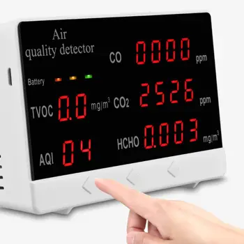 Digitalni Zaprtih prostorih/na Prostem CO/HCHO/TVOC Tester AQI CO2 Meter Kakovosti Zraka Zaslonu Detektorja Večnamensko Gospodinjski Plinski Analizator