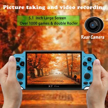 Glasba za ponovno Polnjenje Video Ročne Prenosne igralne Konzole HD Dvojni Rocker Več kot 1000 X7 Plus MP5 Fotoaparat 8G Filmov LCD Otroci Video